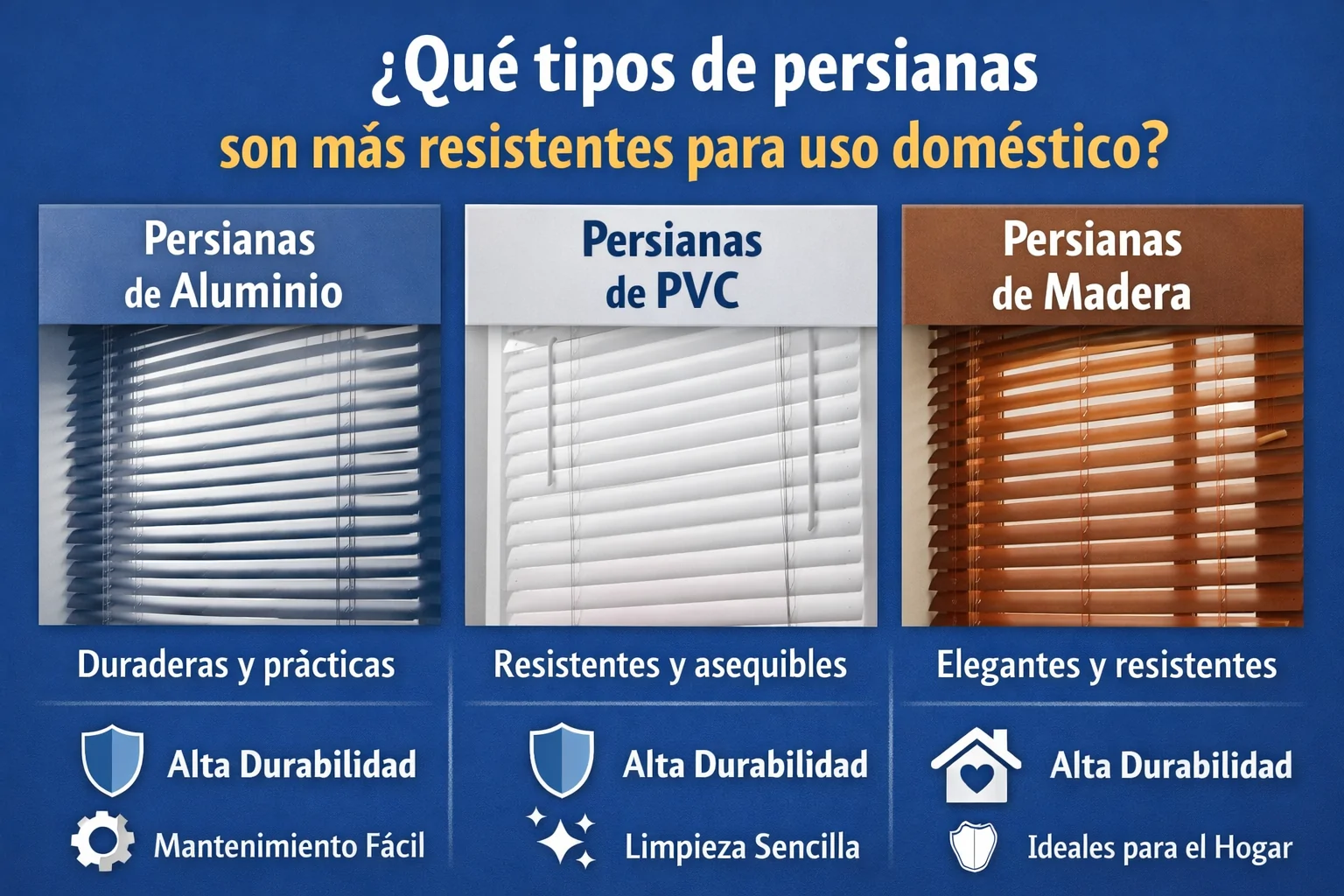 ¿Qué tipos de persianas son más resistentes para uso doméstico? Que tipos de persianas mas resistentes para uso domestico - ¿Qué tipos de persianas son más resistentes para uso doméstico?